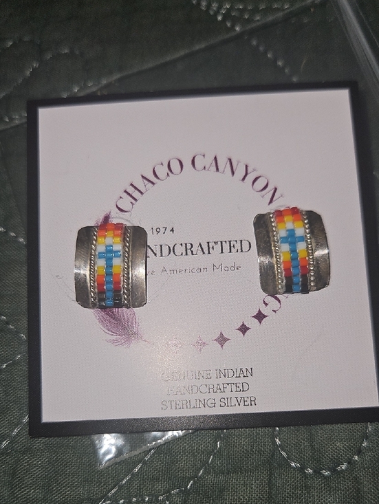 chaco canyon Jewelry - Sterling Silver Multicolor Bead Stripe Earrings
